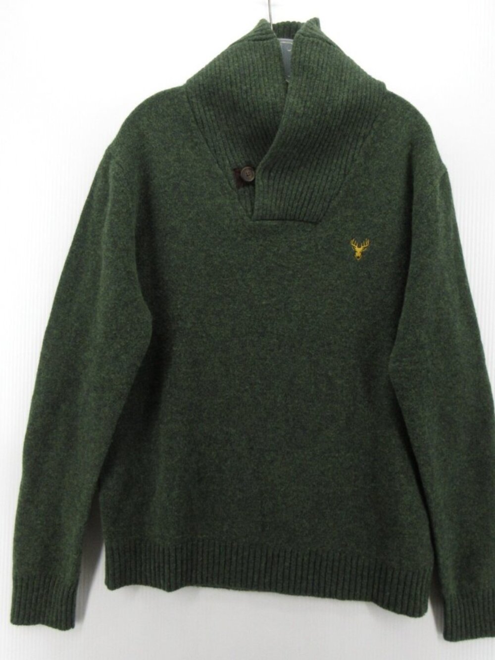 Le 31 Par Simons Sweater Large Lambs Wool Shawl Suede Elbow Patches